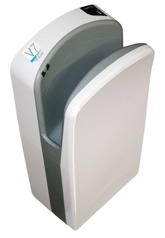 Tri-Blade White Hand Dryer